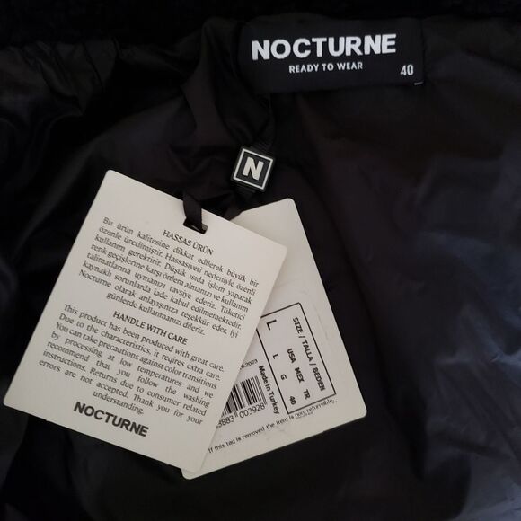 Nocturne Oversized Puffer Jacket Coat Faux Fur Collar Ombre Lined Women Large - Picture 16 of 16